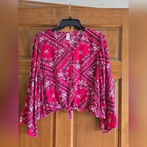 Justice Red Bandanna Button Up Top